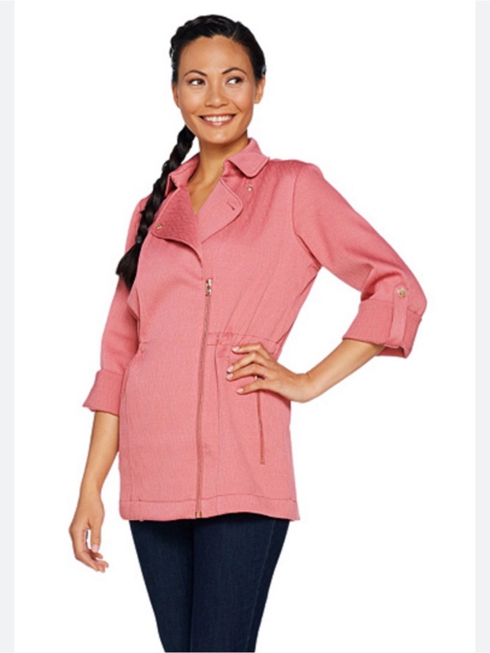 Isaac Mizrahi Dusty Rose Zip-Front MOJO Jacket NWT size 6